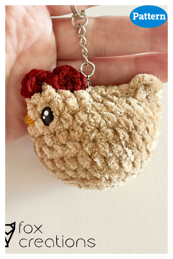 No Sew Mini Chicken Keyring Crochet Pattern