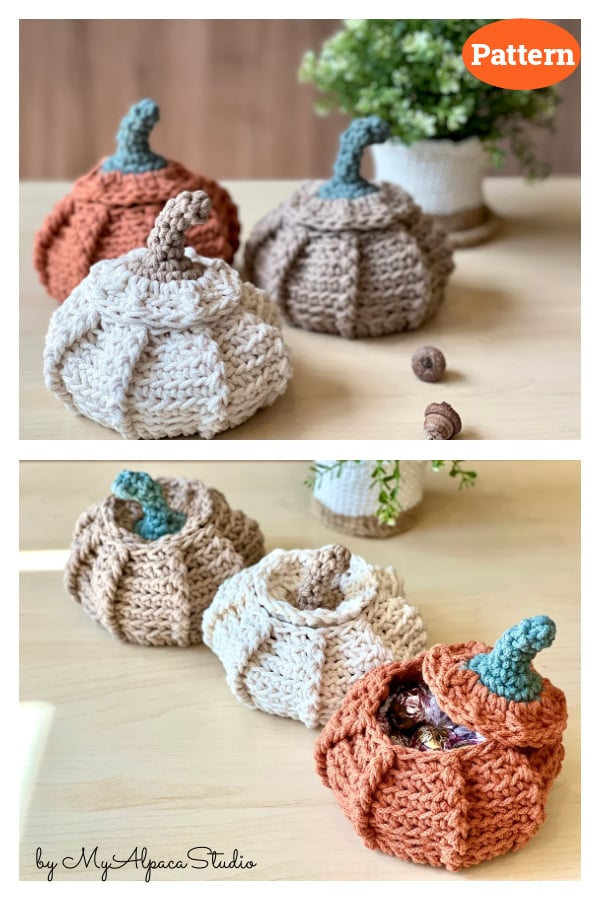 Pumpkin Basket with Lid Crochet Pattern