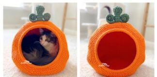 Pumpkin Cat Bed Free Crochet Pattern