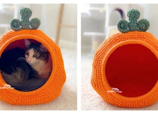 Pumpkin Cat Bed Free Crochet Pattern