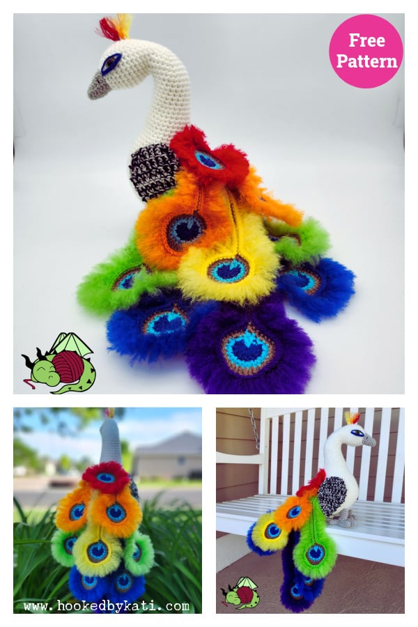 Rainbow Peacock Amigurumi Free Crochet Pattern