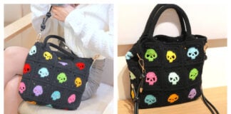 Skull Granny Square Bag Free Crochet Pattern and Video Tutorial