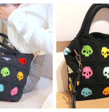 Skull Granny Square Bag Free Crochet Pattern and Video Tutorial