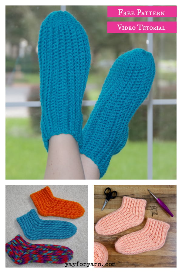 Super Easy Slipper Socks Free Crochet Pattern and Video Tutorial