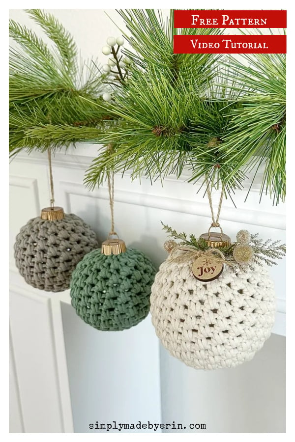 Christmas Ball Ornament Free Crochet Pattern and Video Tutorial