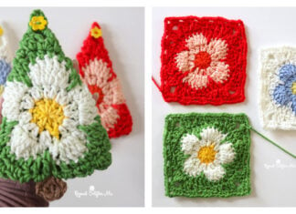 Flower Power Christmas Tree Ornaments Free Crochet Pattern