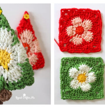 Flower Power Christmas Tree Ornaments Free Crochet Pattern