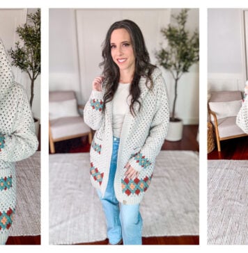 Gemstone Granny Hooded Cardigan Free Crochet Pattern