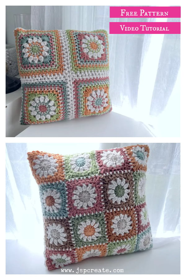 Happy Petal Pillow Free Crochet Pattern and Video Tutorial