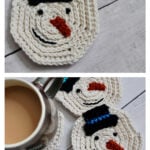 Melted Snowman Coaster Free Crochet Pattern and Video Tutorial