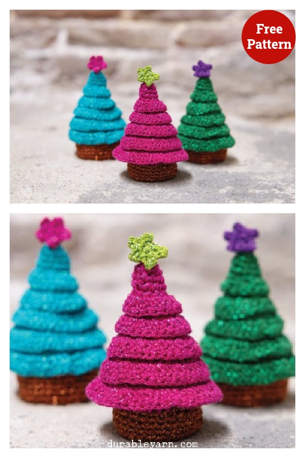 Mini Christmas Trees Free Crochet Pattern