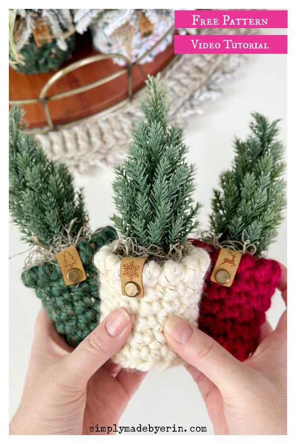 Mini Planter Cover Free Crochet Pattern and Video Tutorial