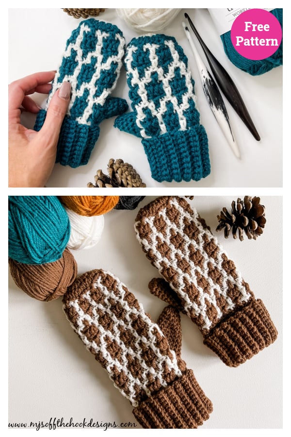 Modish Mosaic Mittens Free Crochet Pattern