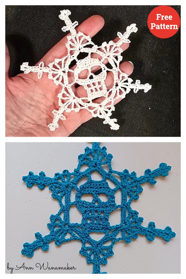 Skull Snowflake Free Crochet Pattern