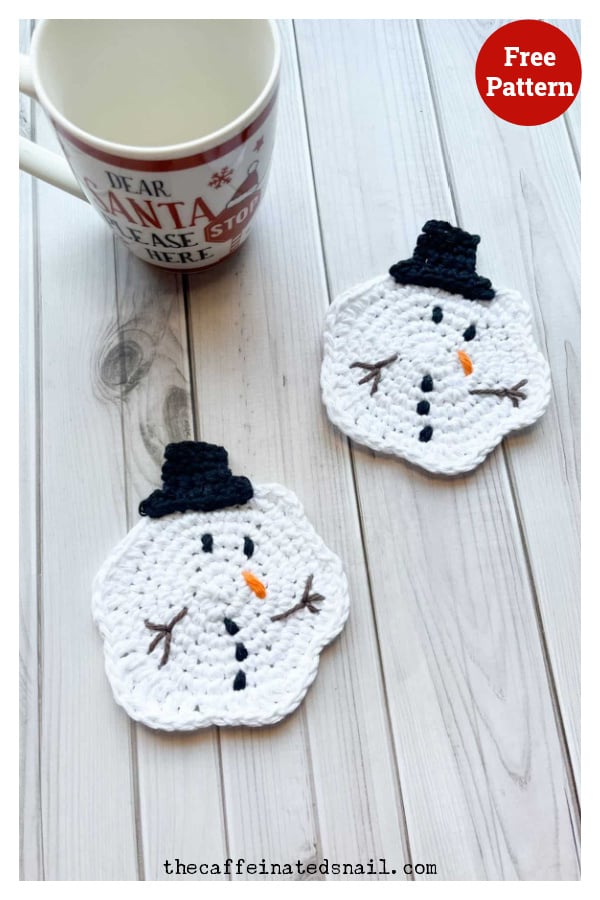 Snowman Coaster Free Crochet Pattern