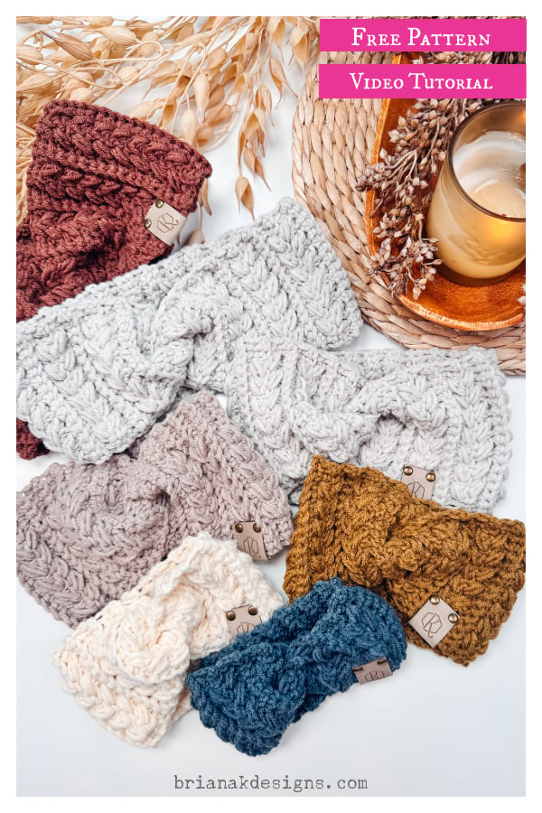 Twisted Wheat Earwarmer Free Crochet Pattern and Video Tutorial