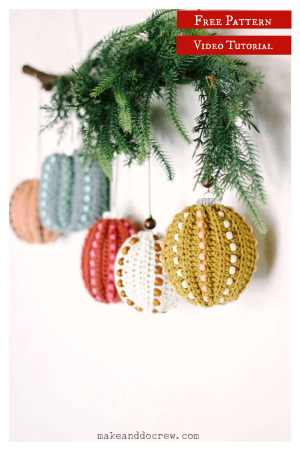 Bauble Ornaments with Beads Free Crochet Pattern and Video Tutorial