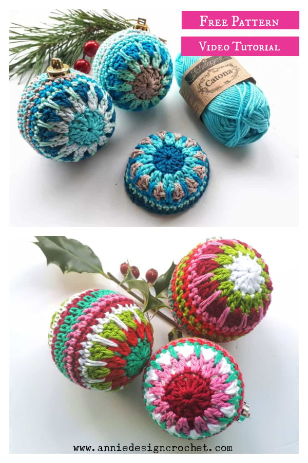 Christmas Baubles Free Crochet Pattern and Video Tutorial