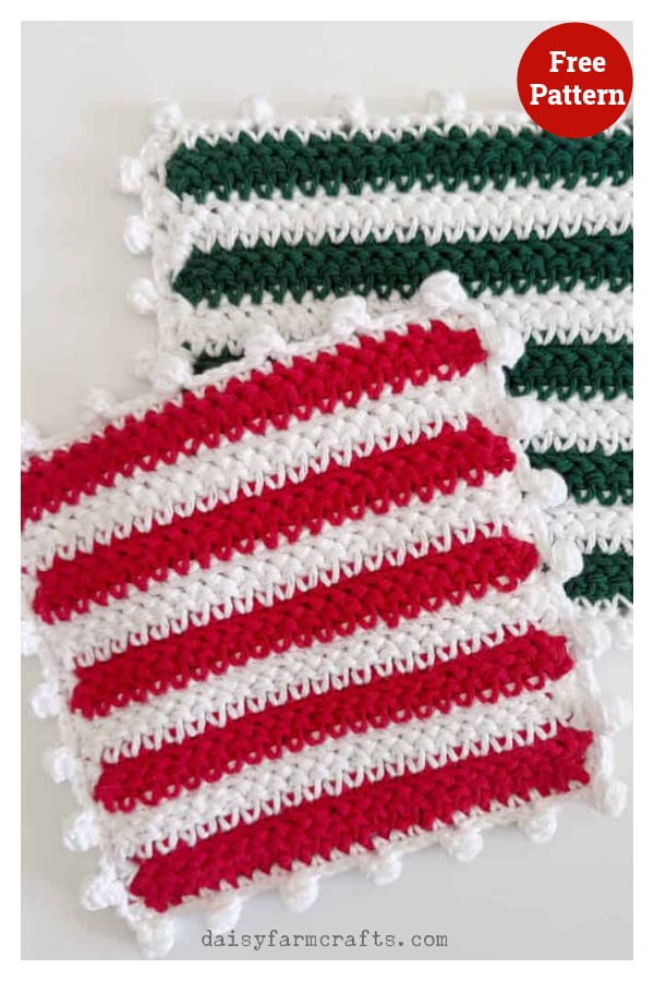 Christmas Stripes Pot Holder Free Crochet Pattern