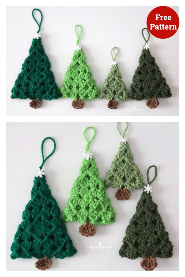 Granny Square Evergreen Trees Free Crochet Pattern