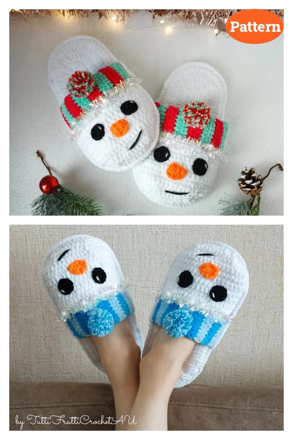 Snowman Slippers Crochet Pattern