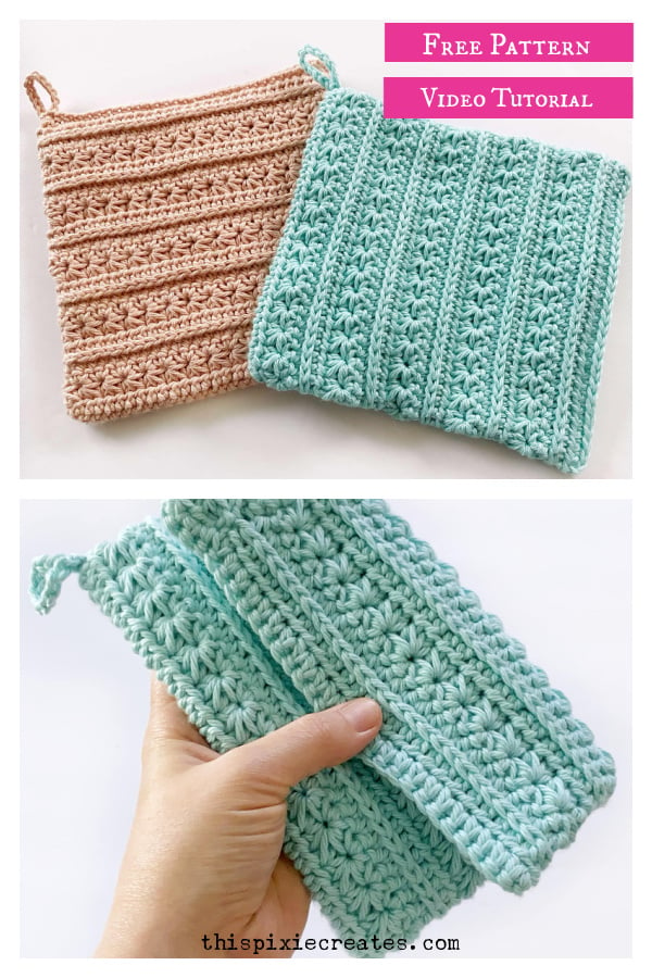 Star Stitch Potholder Free Crochet Pattern and Video Tutorial