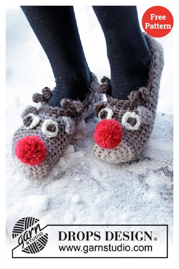 The Rudolphs Slippers Free Crochet Pattern