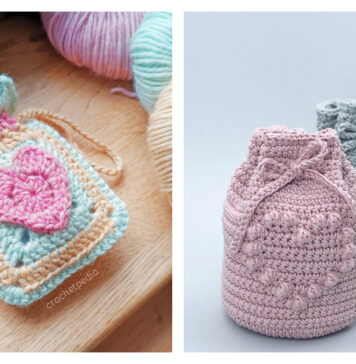 10+ Heart Drawstring Bag Crochet Patterns