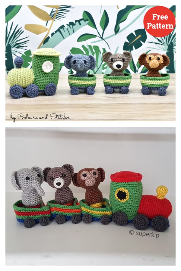 Animal Train Free Crochet Pattern