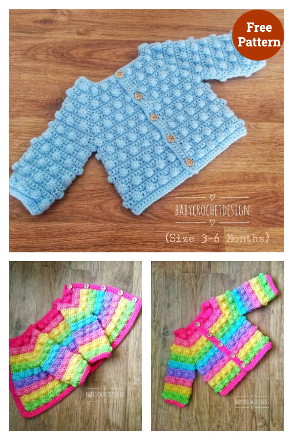 Baby Winter Bobble Cardigan Free Crochet Pattern