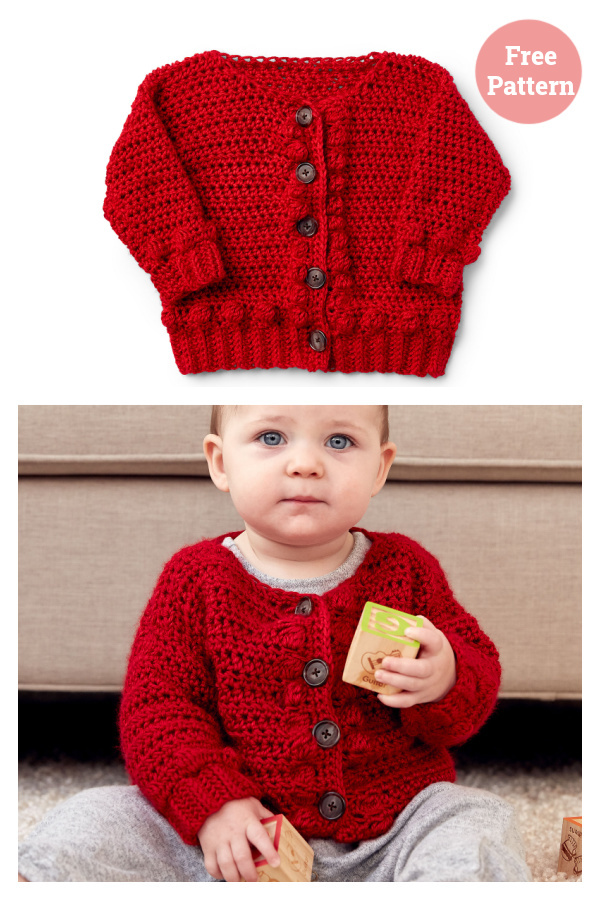 Bobbly Baby Cardigan Free Crochet Pattern