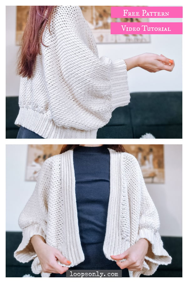 Cloud Cocoon Cardigan Free Crochet Pattern and Video Tutorial