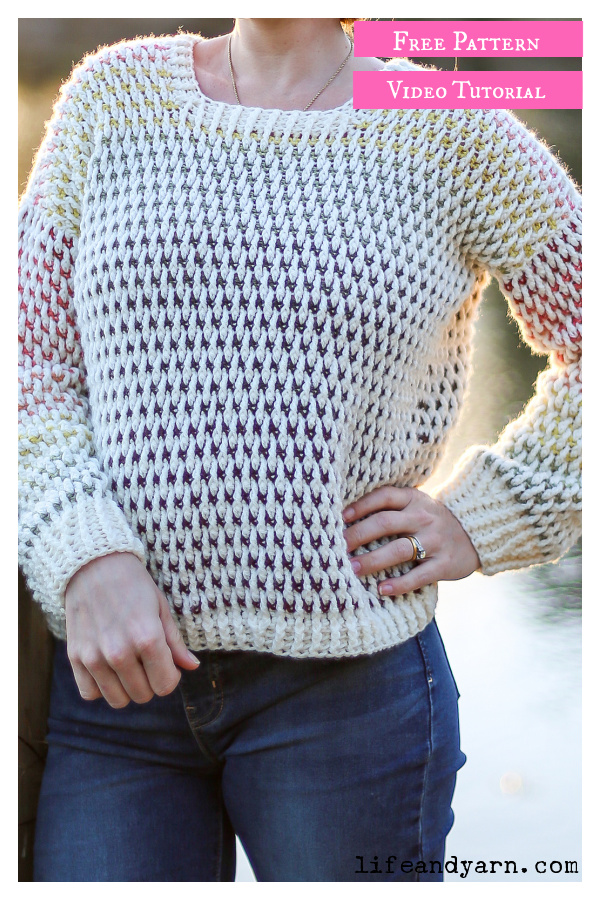 Dip Dye Sweater Free Crochet Pattern and Video Tutorial