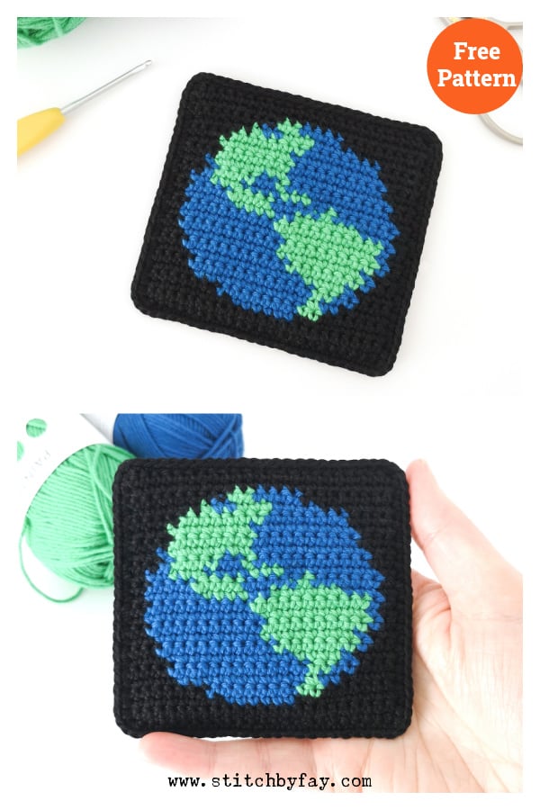 Earth Day Coaster Free Crochet Pattern