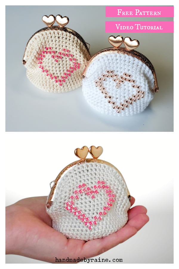 Heart Coin Purse Free Crochet Pattern and Video Tutorial