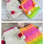 Heart Drawstring Bag Free Crochet Pattern and Video Tutorial