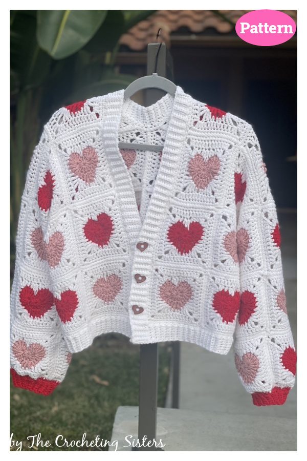 Heart Granny Square Cardigan Crochet Pattern