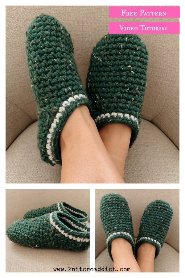 House Slippers Free Crochet Pattern and Video Tutorial