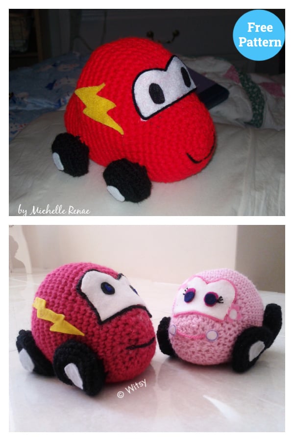 Lightning McQueen Toy Car Free Crochet Pattern