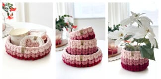 Puffy Heart Basket Free Crochet Pattern and Video Tutorial