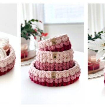 Puffy Heart Basket Free Crochet Pattern and Video Tutorial