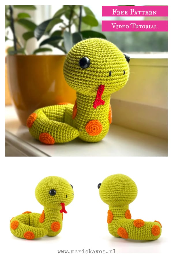 Simon the Snake Amigurumi Free Crochet Pattern and Video Tutorial