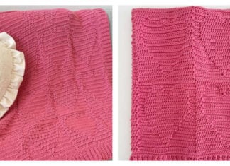 Textured Inverse Hearts Blanket Free Crochet Pattern and Video Tutorial