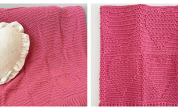 Textured Inverse Hearts Blanket Free Crochet Pattern and Video Tutorial