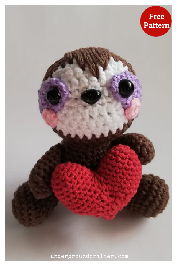 Valentine the Sloth Free Crochet Pattern