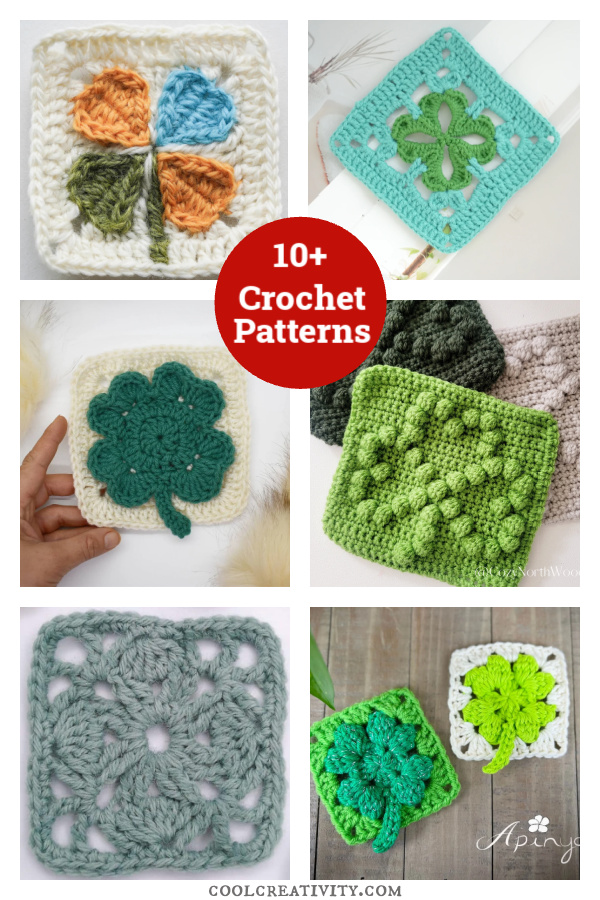 10+ Leaf Clover Granny Square Crochet Patterns 