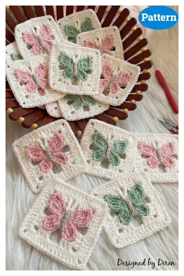 Butterfly Granny Square Crochet Pattern