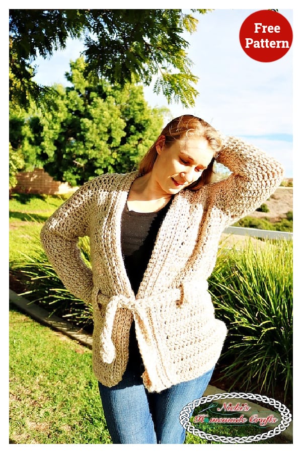 Chunky Belted Cardigan Free Crochet Pattern