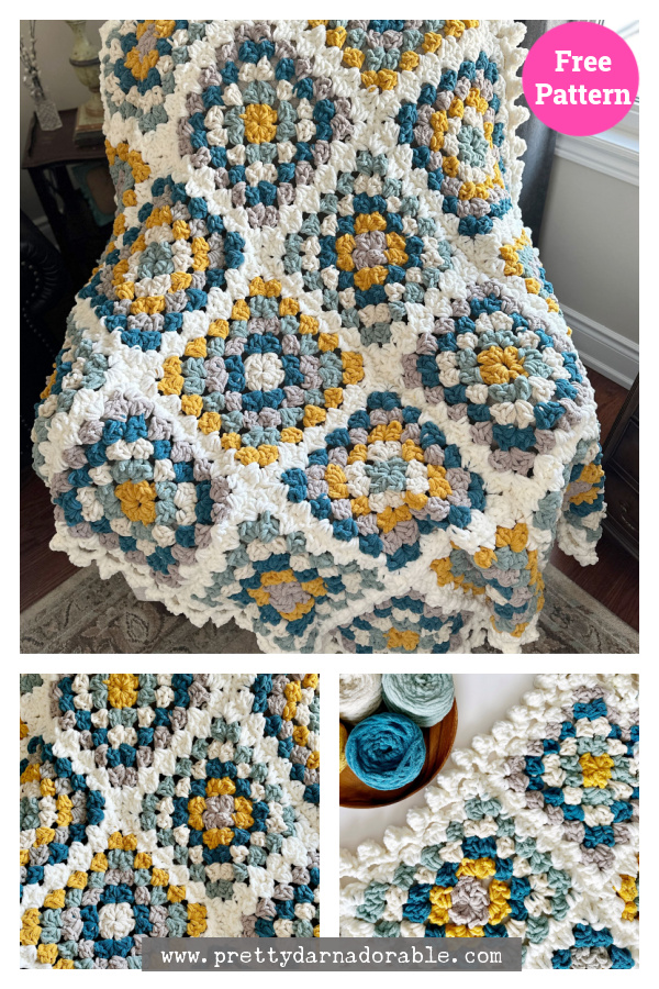 Chunky Granny Square Blanket Free Crochet Pattern