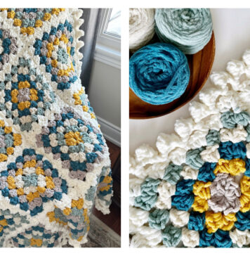 Chunky Granny Square Blanket Free Crochet Pattern